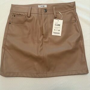 Kensie Tan Vegan Leather Mini Skirt
